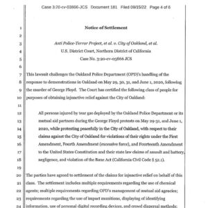 APTP et al v. City of Oakland - Notice of Settlement
